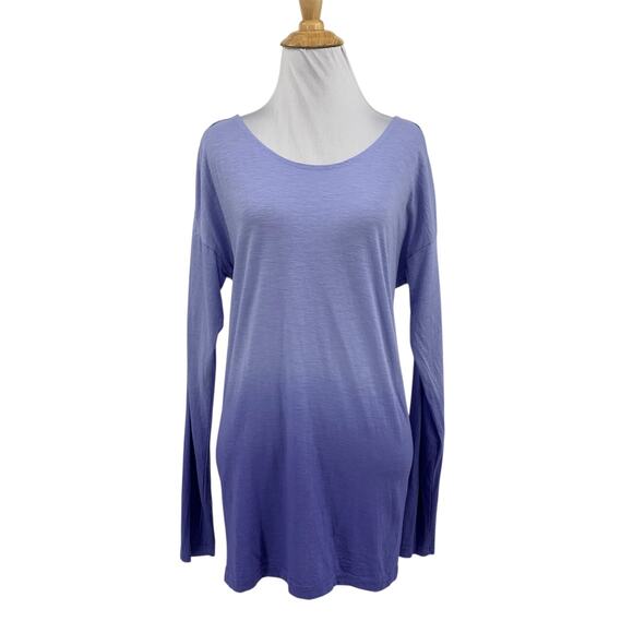 Lucy Top Womens M Medium Lavender Ombre Cutout Open Long Sleeve Active Shirt - Picture 1 of 13